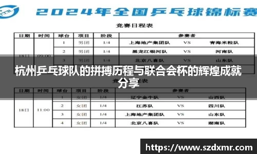 杭州乒乓球队的拼搏历程与联合会杯的辉煌成就分享